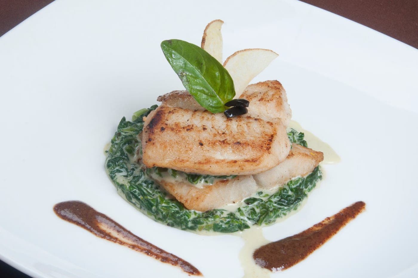 Filet de poisson aux épinards à la crème
