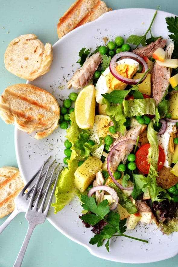 Salade de maquereau, pommes de terre et pomme