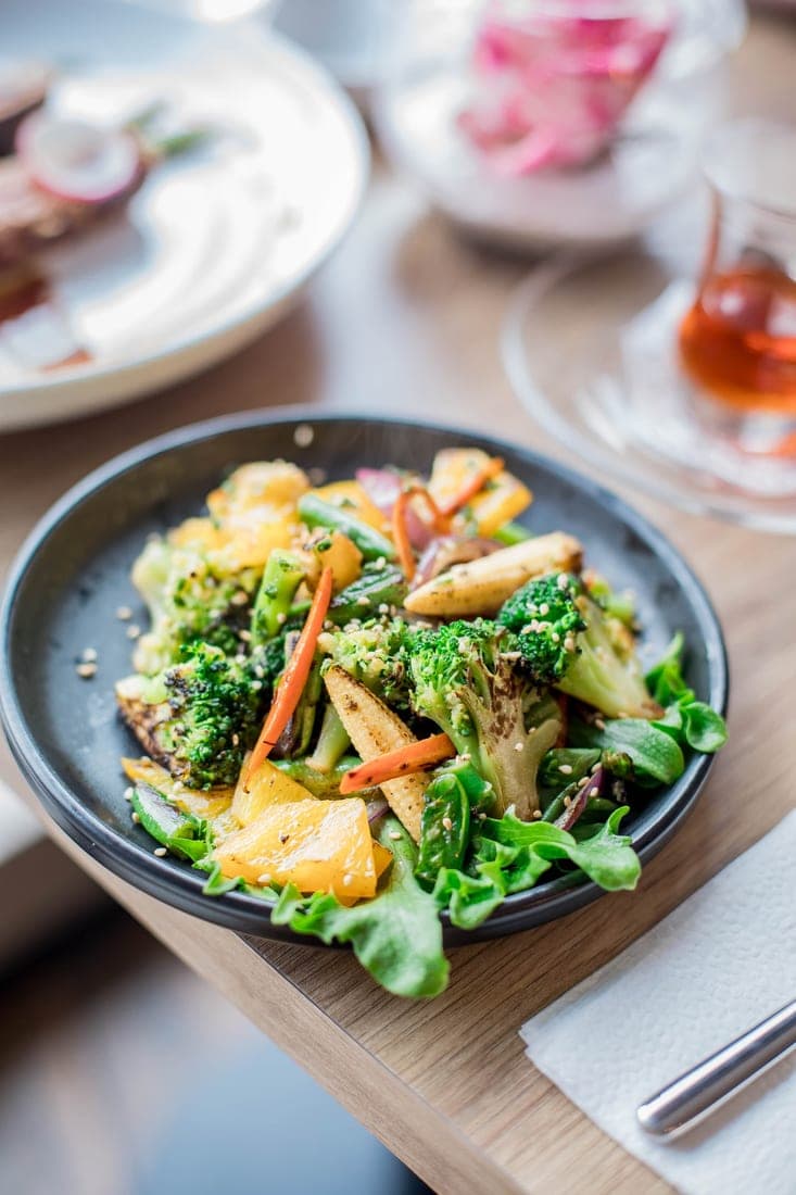 Salade tiède brocoli carotte haricots verts