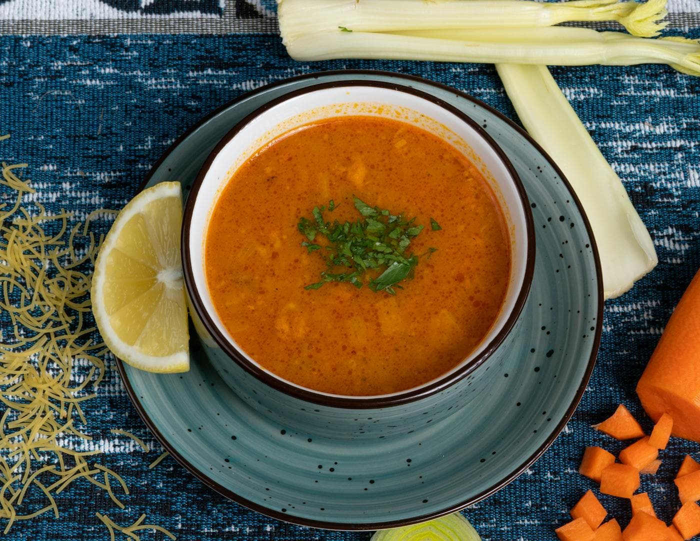 Soupe carotte celeri et nouilles