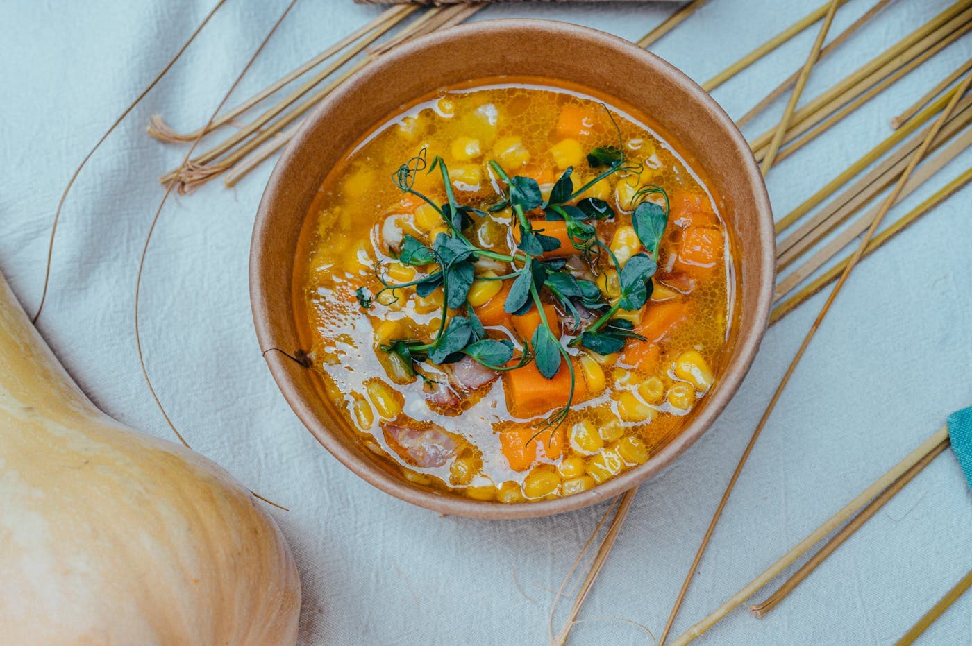 Soupe carotte maïs nouilles
