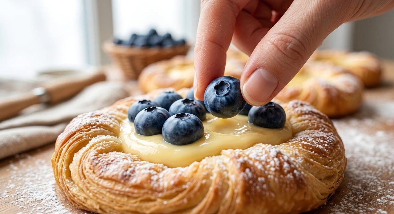 Tarte feuilletée aux myrtilles vanillée