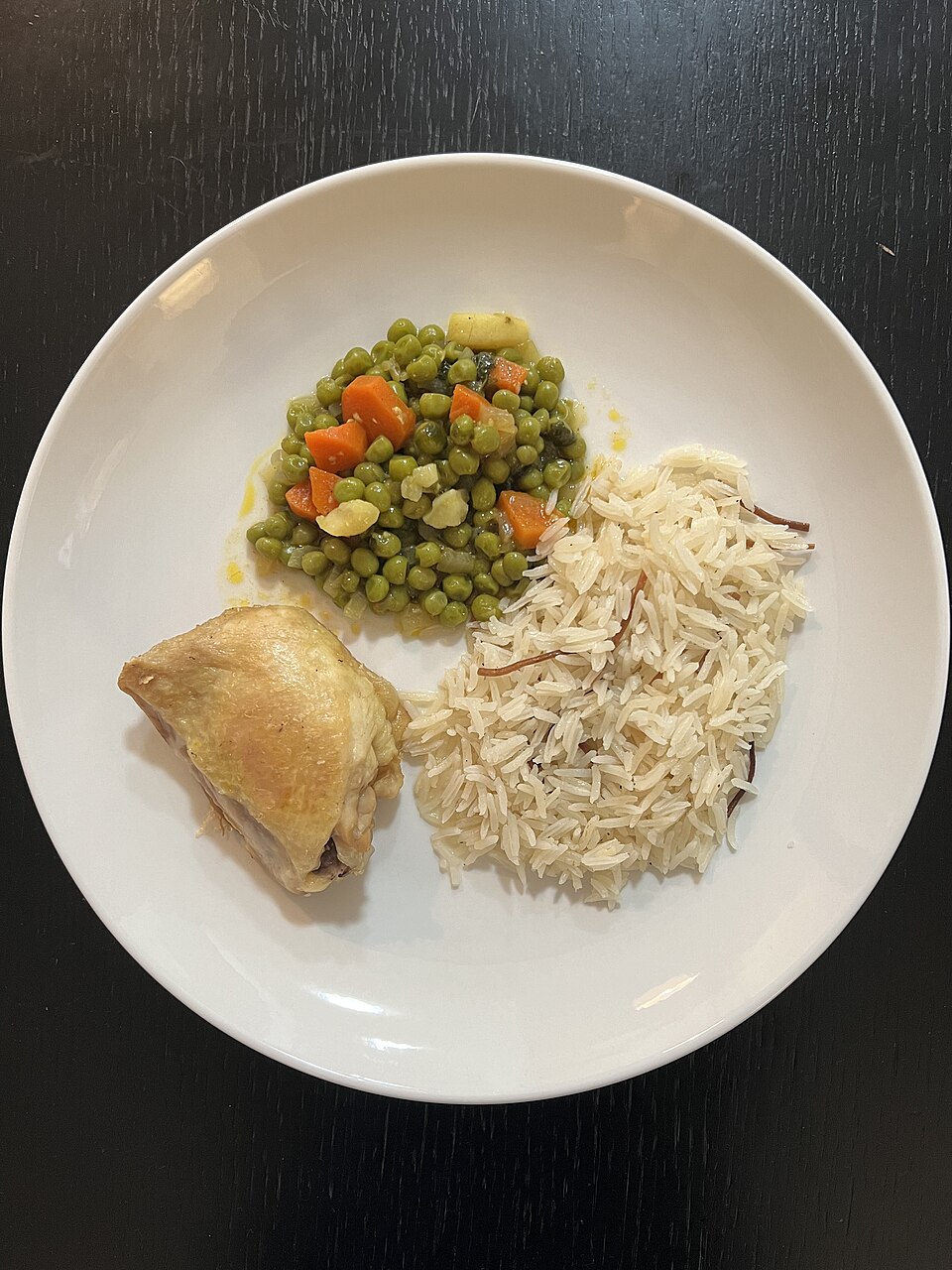 Riz au poulet carotte petits pois